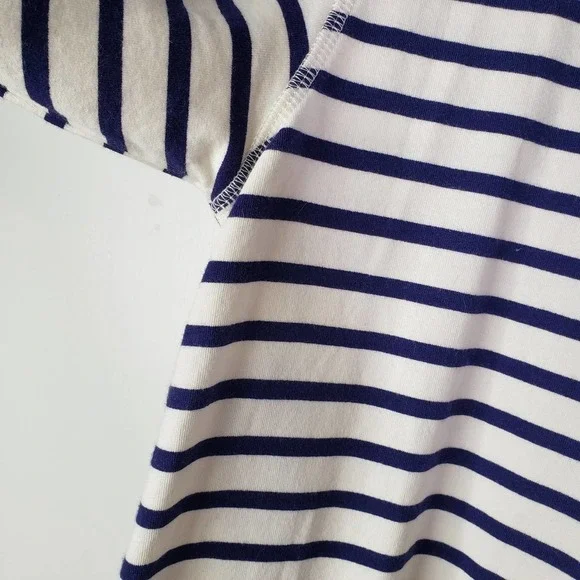 Stella & Dot Crush It Stripe Sweatshirt Top Zip Hem L Navy‎ Blue Off White - Picture 7 of 9